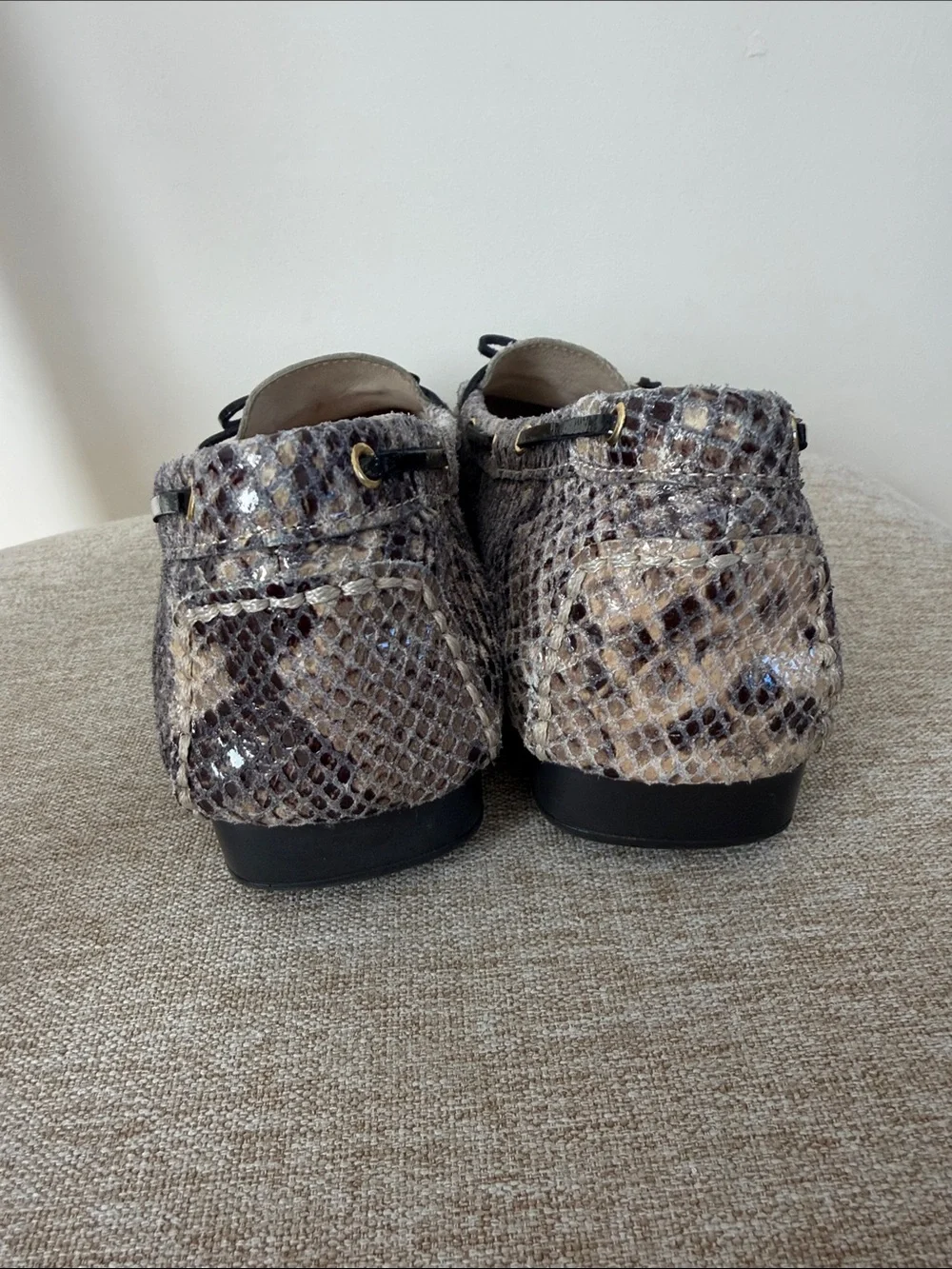 Michael Kors Leather Snake-Print Driving Moccasins Size 10